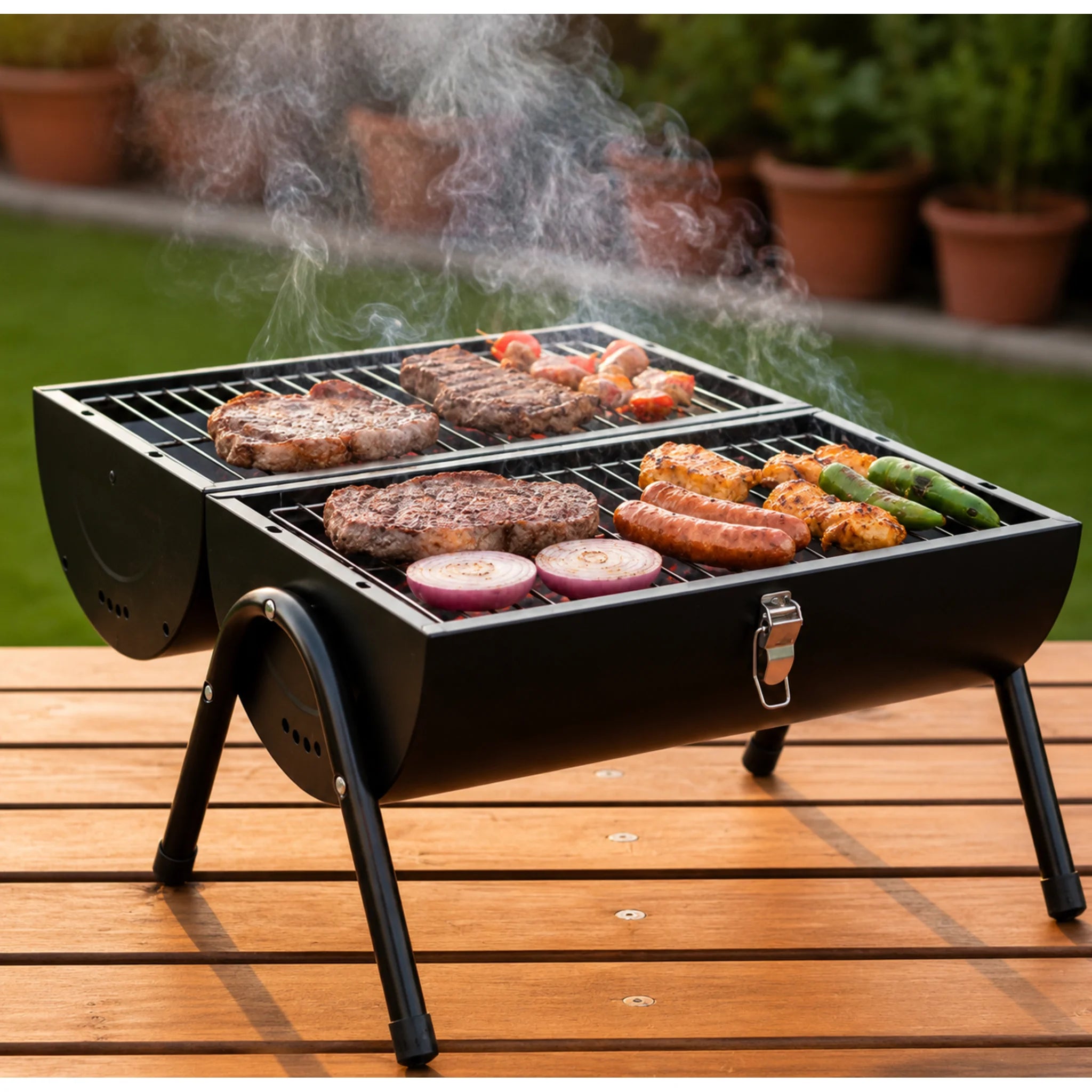 Mini Asador portátil con doble cara