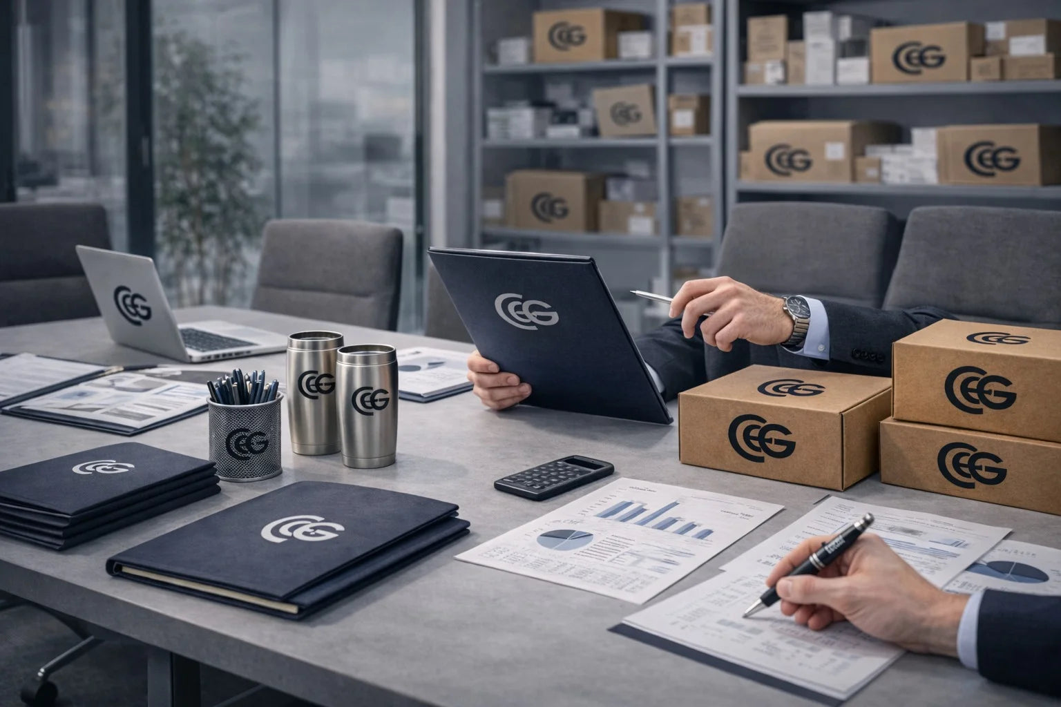 Kit de bienvenida con termo, libreta y pluma personalizados